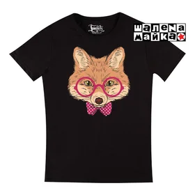 Прикольные футболки: Лиса в очках черная